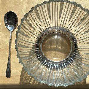 Vintage 1982 Godinger Silver leaded crystal salad bowl/silver serving set|unused
